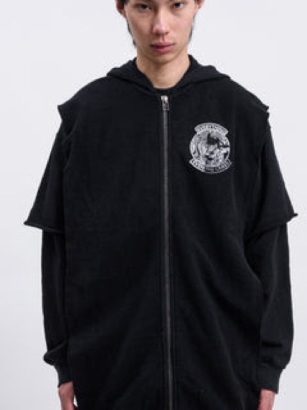 Komakino Black Grass Layered Fleece Hoodie
